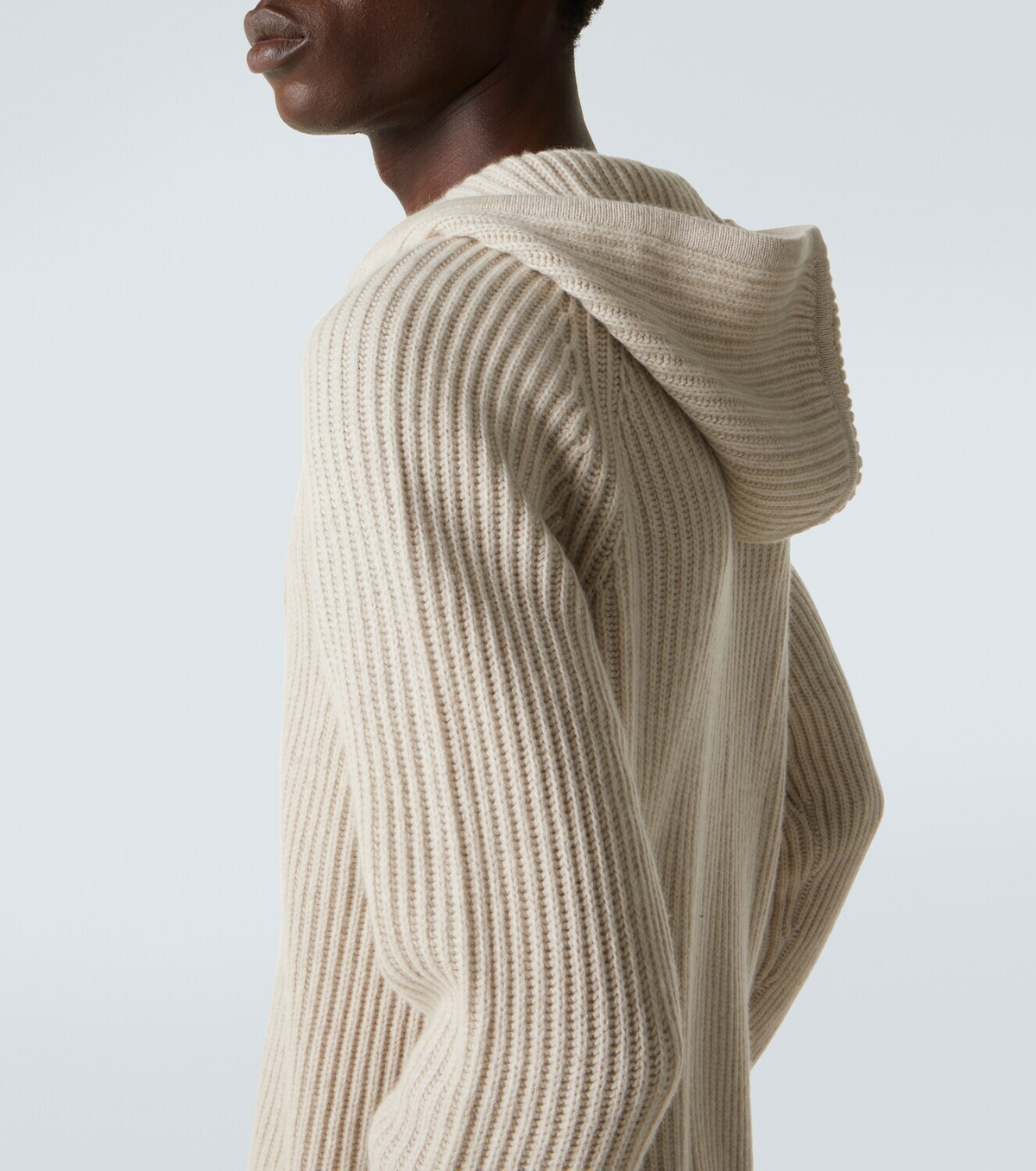 Arch4 Hooded ribbed-knit cashmere zip-up cardigan