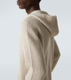 Arch4 Hooded ribbed-knit cashmere zip-up cardigan