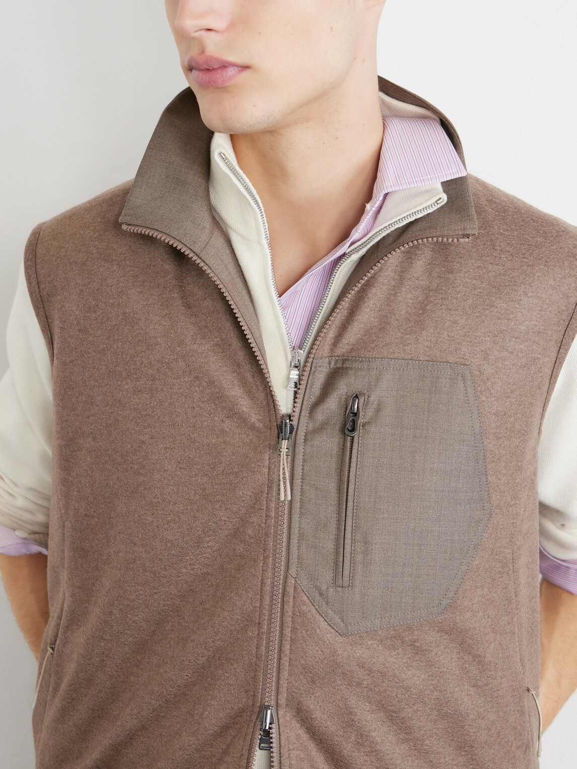 SEASE - Explorer Reversible Padded Cashmere and Wool Gilet - Brown