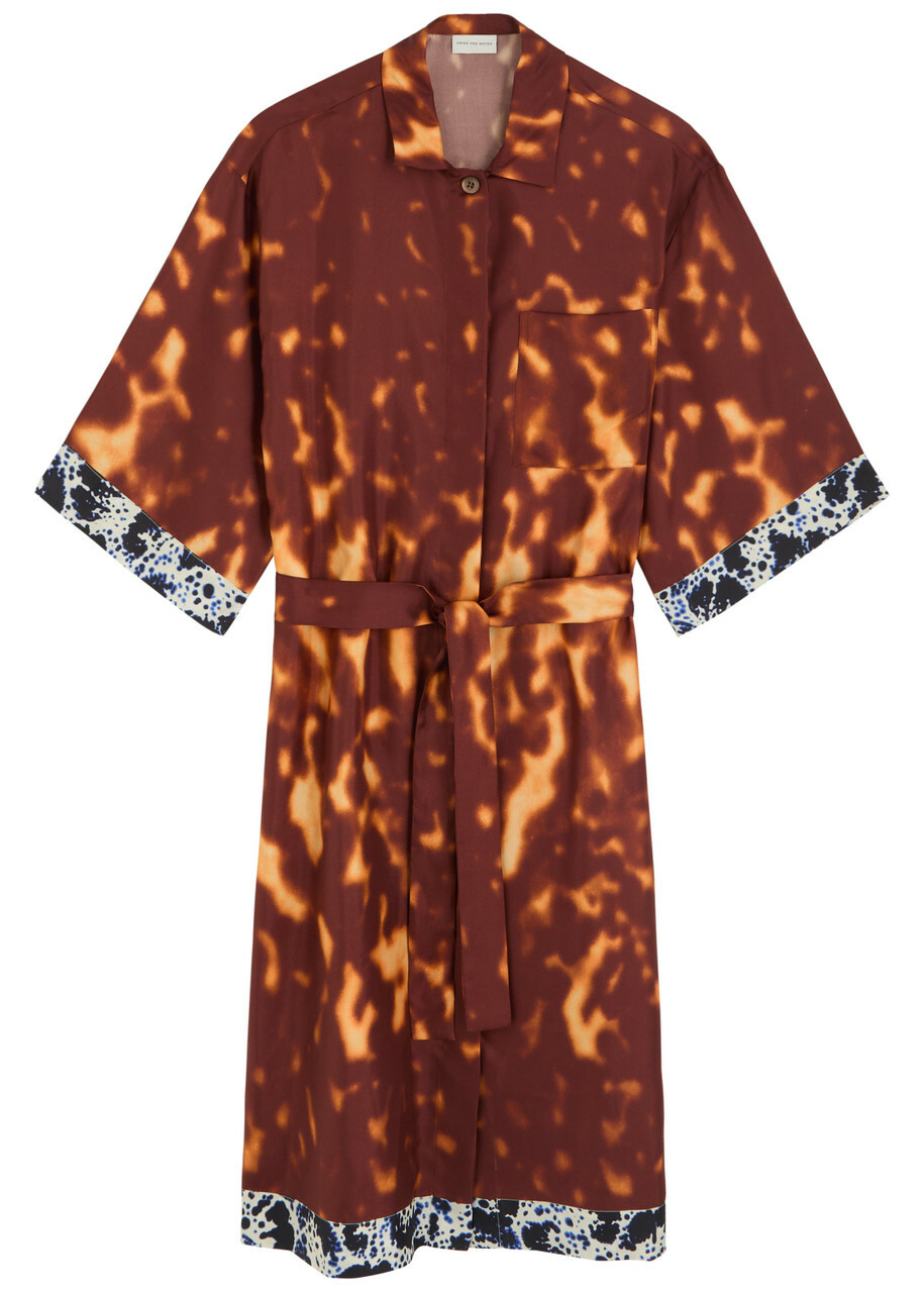 DRIES VAN NOTEN Striped Compact Poplin Midi Shirt Dress