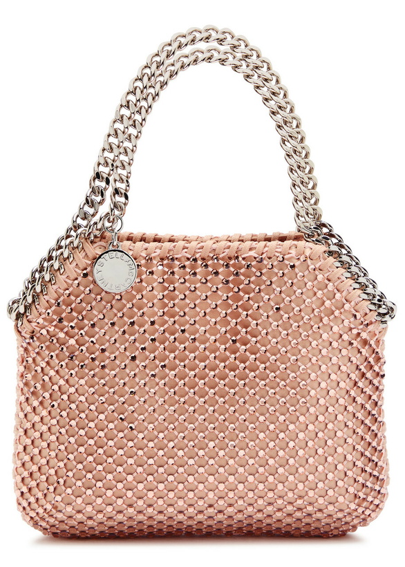 Photo: Stella Mccartney Falabella Mini Crystal-embellished Satin top Handle bag - Peach - One Size