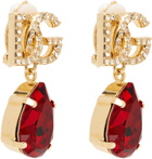 Dolce & Gabbana Gold & Red 'DG' Crystal Earrings