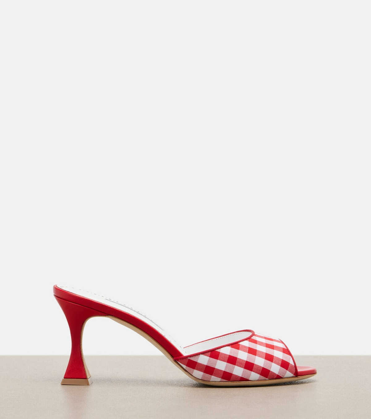 Manolo Blahnik Jadara leather-trimmed gingham mules