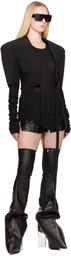 Rick Owens Black Hollywood Boxers Leather Shorts