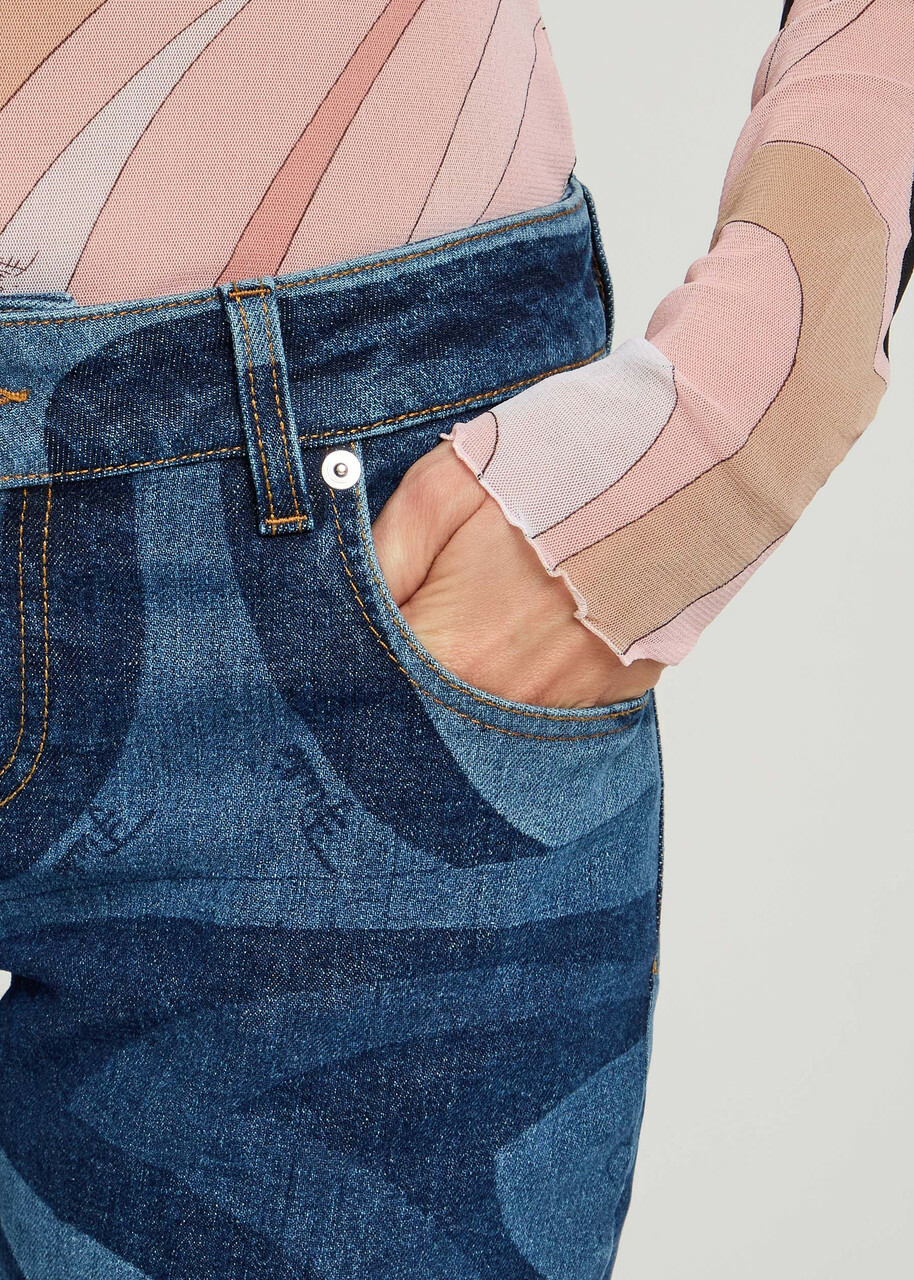 Pucci Wave-printed Flared-leg Jeans Denim