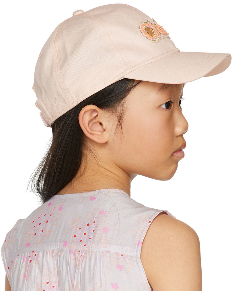 Chloé Kids Pink Logo Cap Chloe