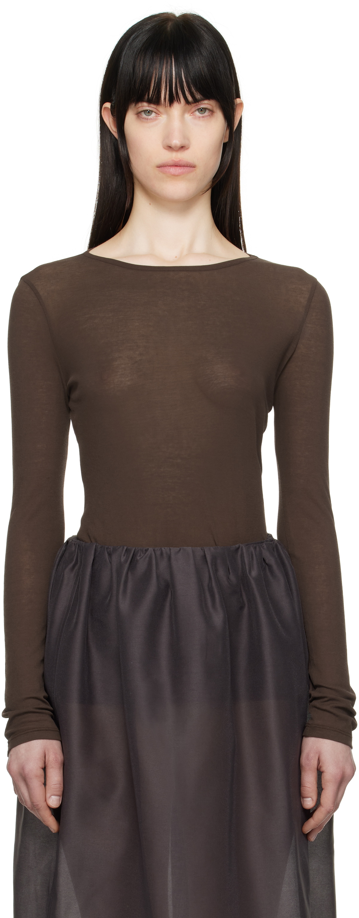 AMOMENTO Brown Round T-shirt