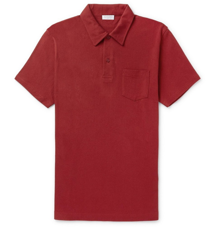 Photo: Sunspel - Riviera Slim-Fit Cotton-Mesh Polo Shirt - Men - Red