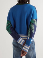 Palm Angels - Cropped Wool-Jacquard Sweater - Blue