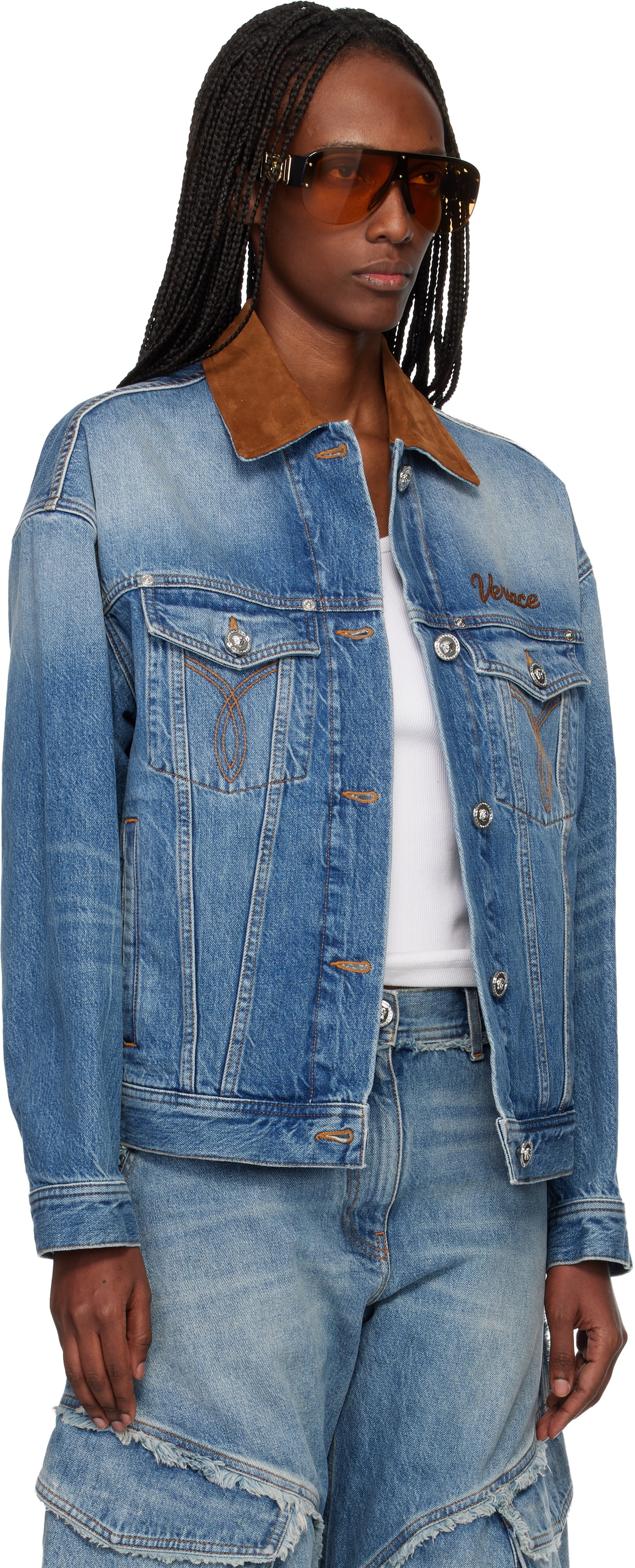 Versace Blue Trucker Denim Jacket