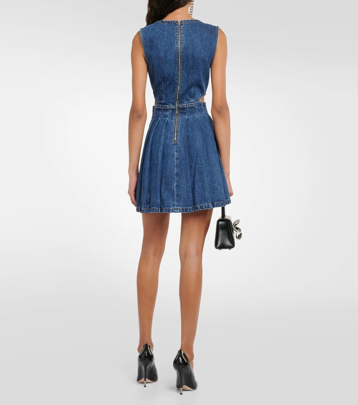 Denim Pleated Mini Skirt - Self-Portrait main image 1