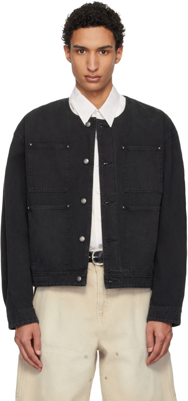 Photo: WOOYOUNGMI Black Collarless Dyed Jacket