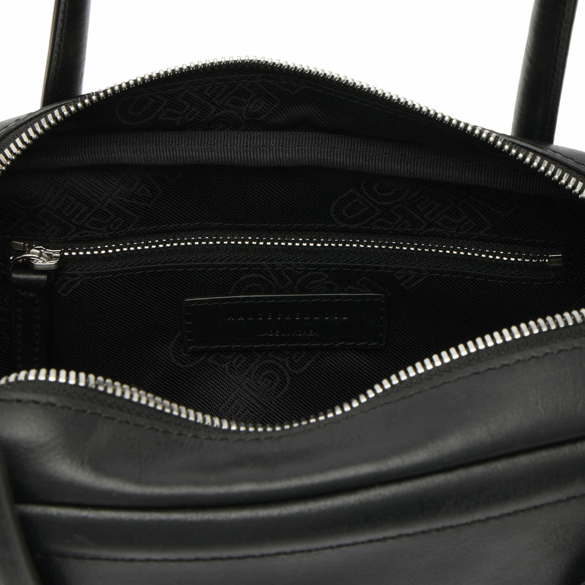 MARGESHERWOOD Women's Soft Boston EW Bag in Black Pull-Up 