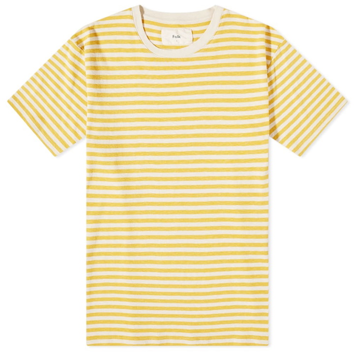 Photo: Folk Men's Classic Stripe T-Shirt in Yellow