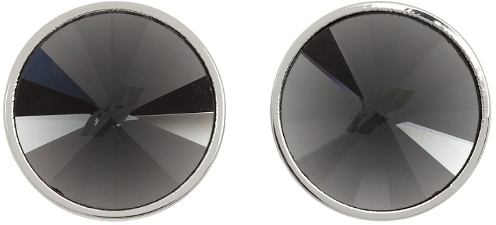 Photo: We11done Silver & Black Round Crystal Clip-On Stud Earrings