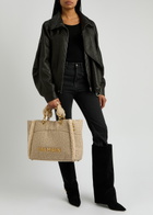 Balmain 1945 Shearling and Monogram-jacquard Tote - Beige - One Size