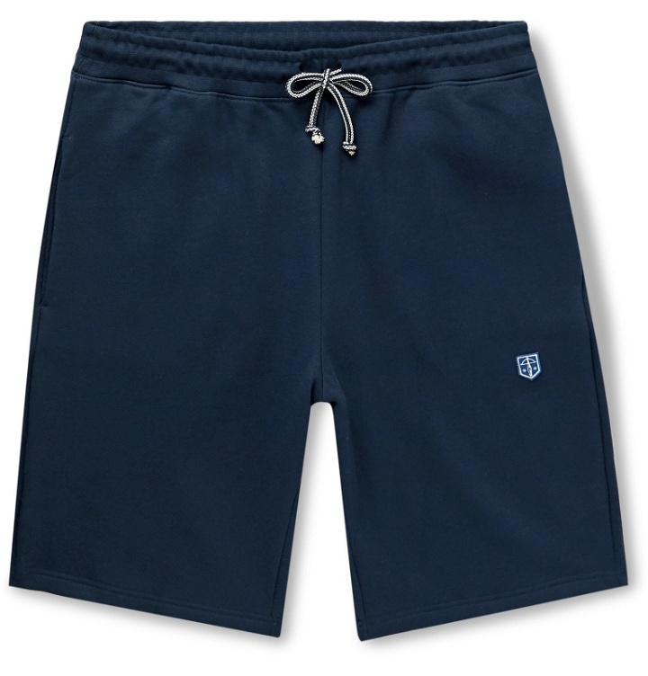 Photo: Schiesser - Vincent Slim-Fit Fleece-Back Cotton-Jersey Drawstring Shorts - Blue