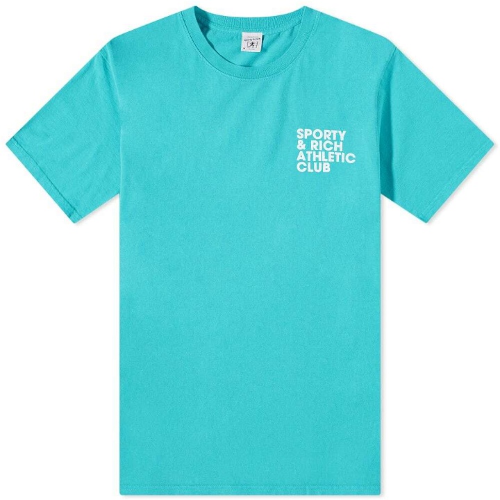 Photo: Sporty & Rich Men's Exercise Often T-Shirt in Turquoise/White