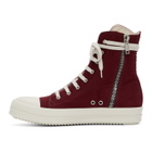 Rick Owens Drkshdw Burgundy Twill High-Top Sneakers