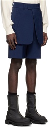 We11done Navy Polyester Shorts
