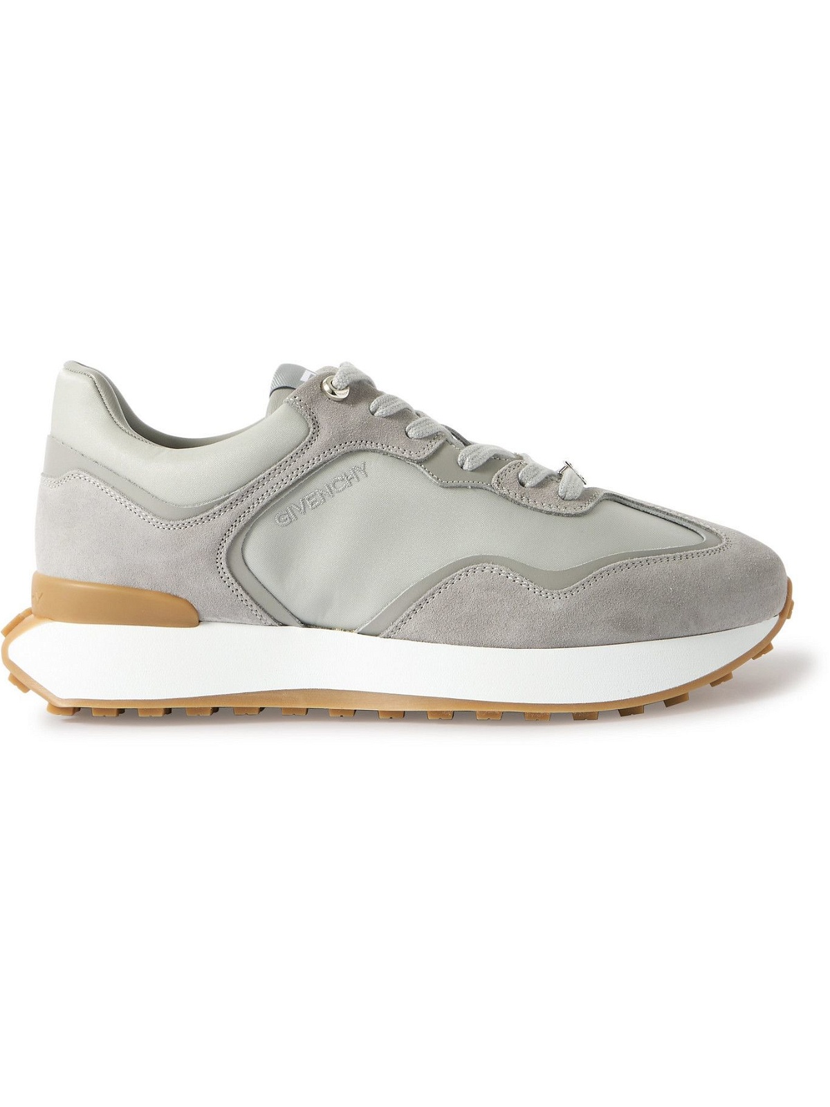 Givenchy - Giv Runner Suede and Leather-Trimmed Nylon Sneakers - Gray ...