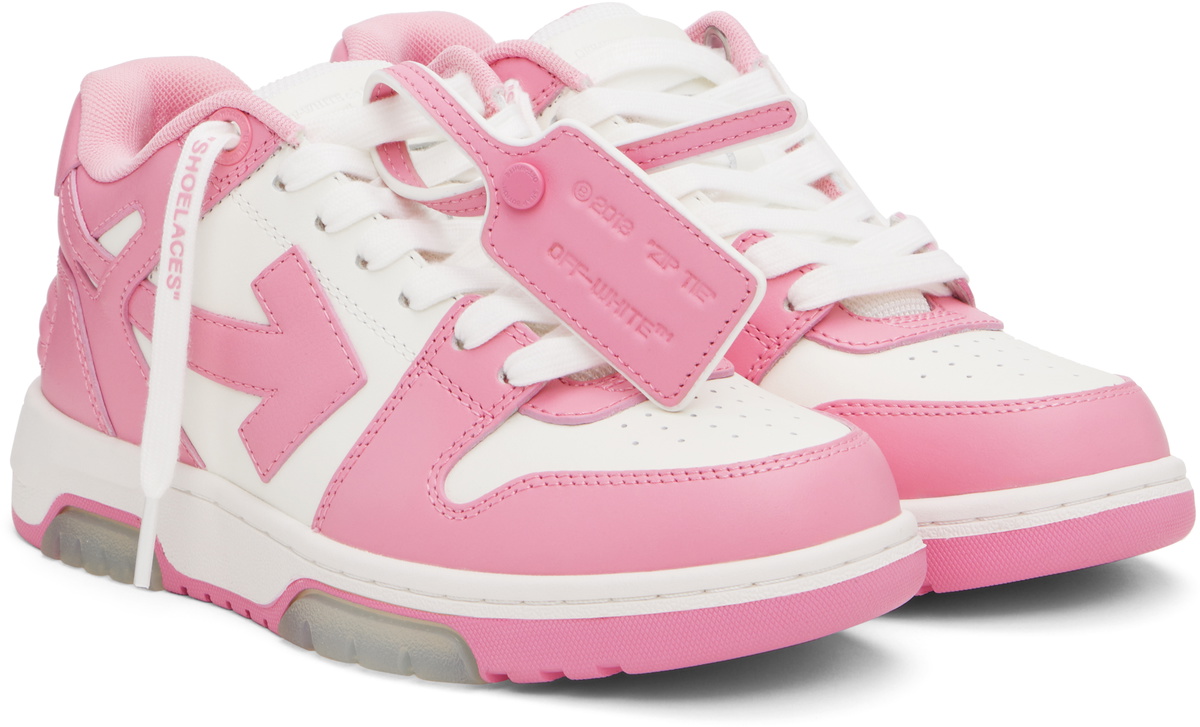 Off-White White & Pink Out Of Office Calf Leather Sneakers