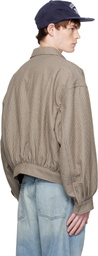 We11done Beige Checkered Bomber Jacket