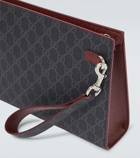 Gucci GG canvas leather-trimmed pouch