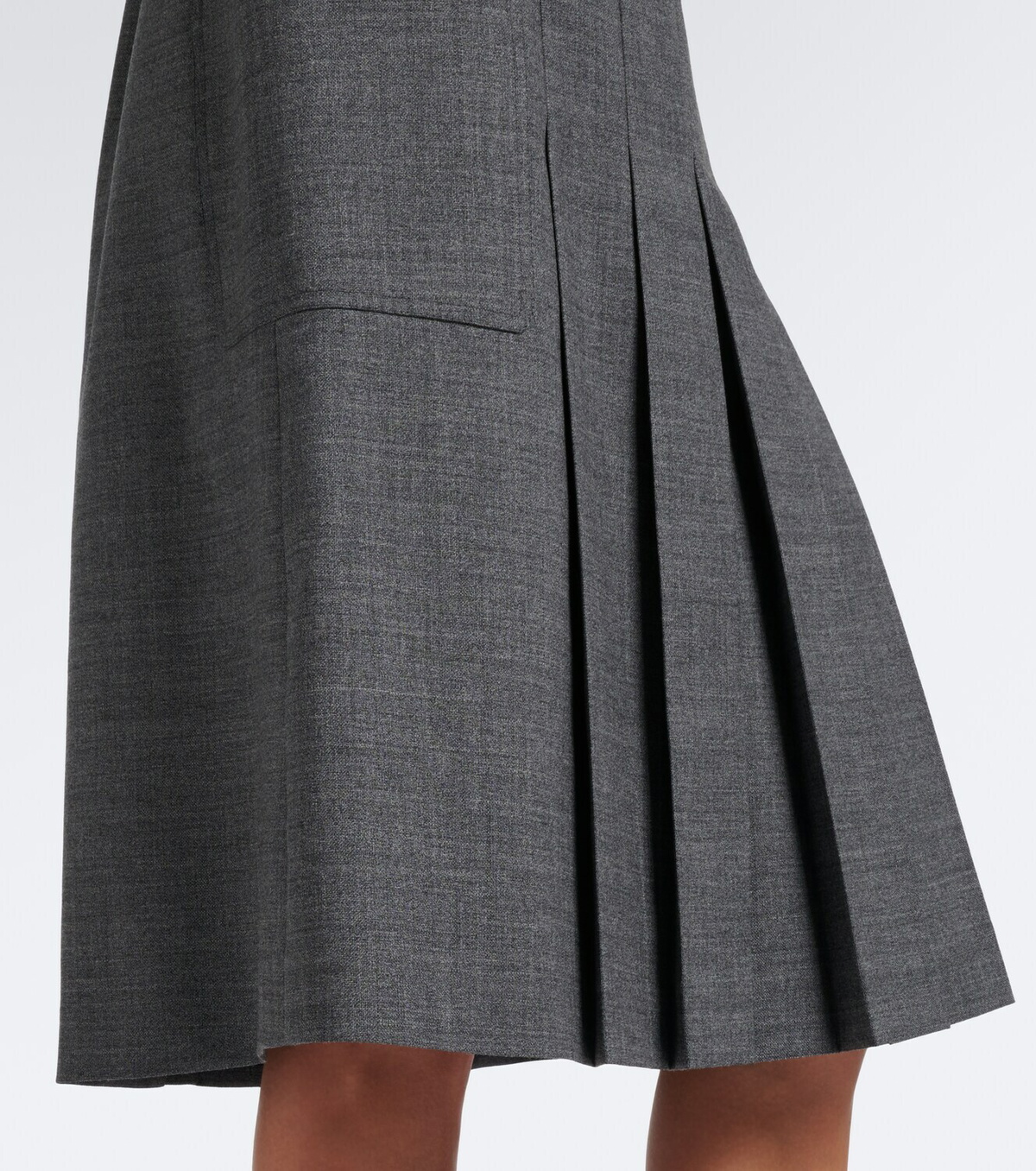 Prada Pleated virgin wool midi skirt