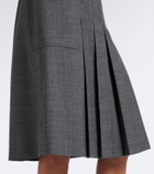 Prada Pleated virgin wool midi skirt