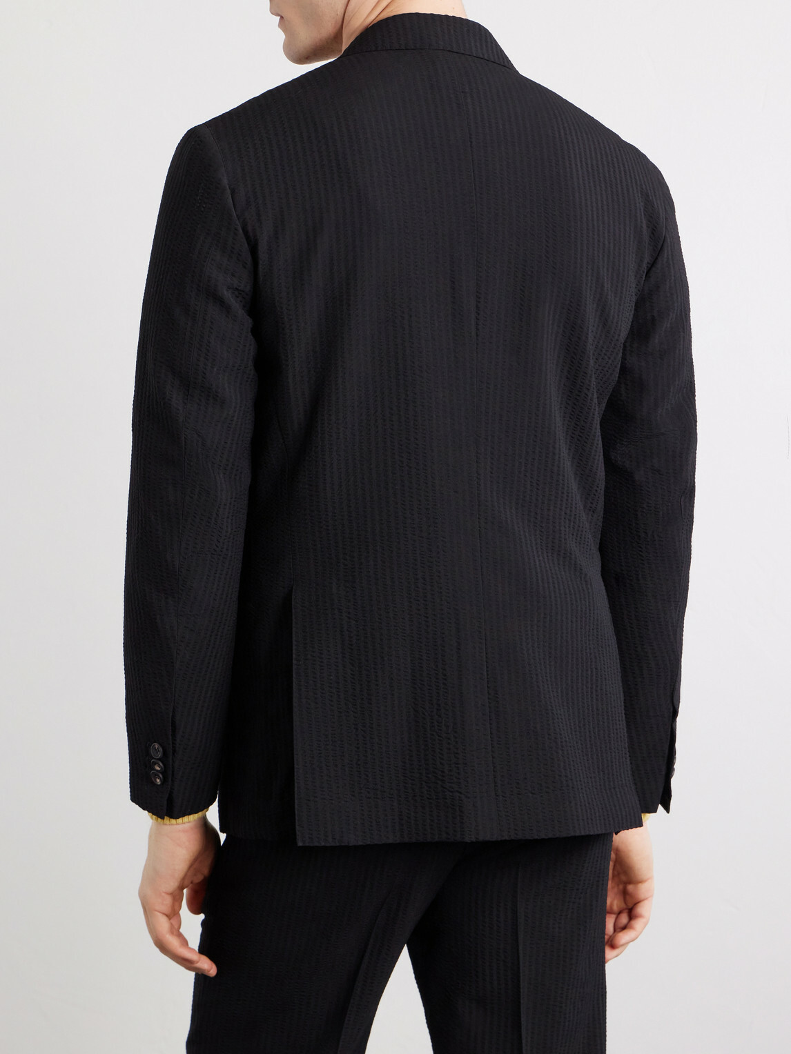 J. Mueser - Seersucker Virgin Wool Suit Jacket - Black