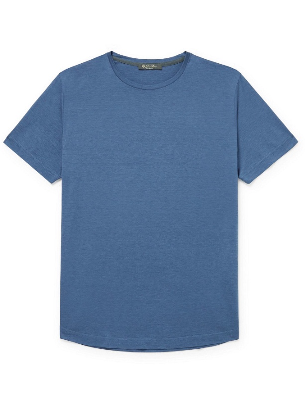 Photo: Loro Piana - Silk and Cotton-Blend Jersey T-Shirt - Blue
