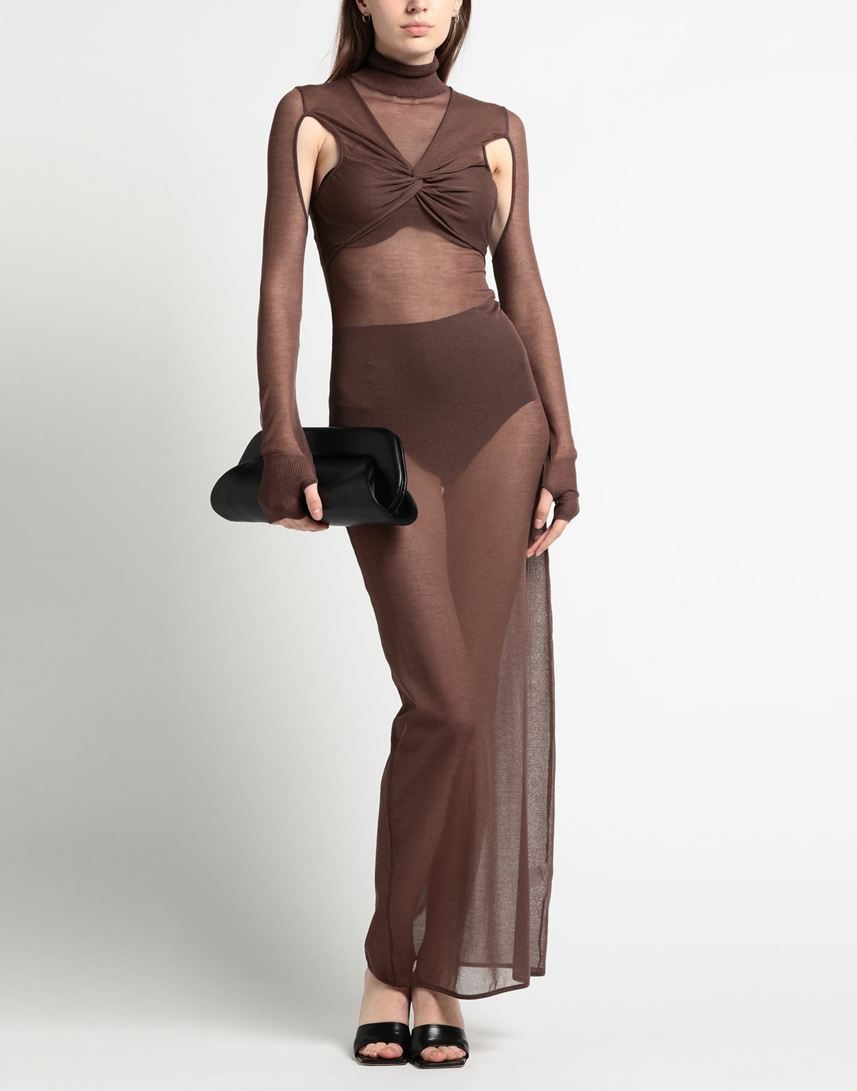 Andreādamo Womens Maxi dress Chocolate in Brown