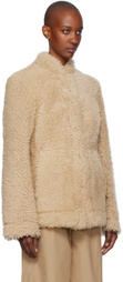TOTEME Beige Cinched Shearling Jacket