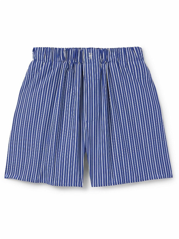 Photo: The Frankie Shop - Striped Cotton-Poplin Boxer Shorts - Blue