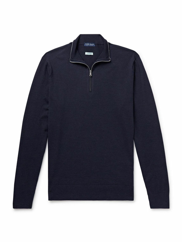Photo: Peter Millar - Excursionist Flex Merino Wool-Blend Half-Zip Sweater - Blue