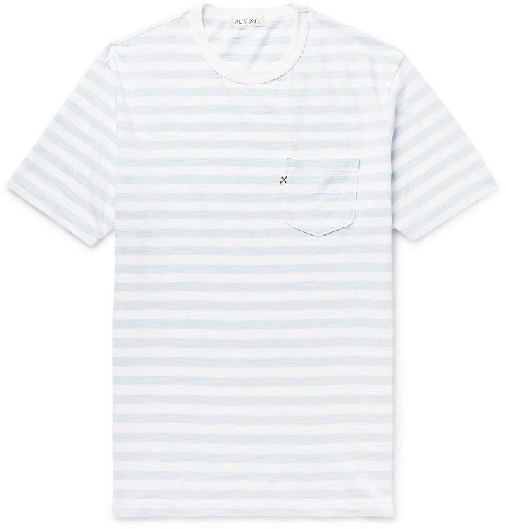 Photo: Alex Mill - Slim-Fit Striped Slub Cotton-Jersey T-Shirt - Sky blue
