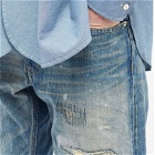 FDMTL Men's Slim Fit Straight Denim Jean in Indigo Repair