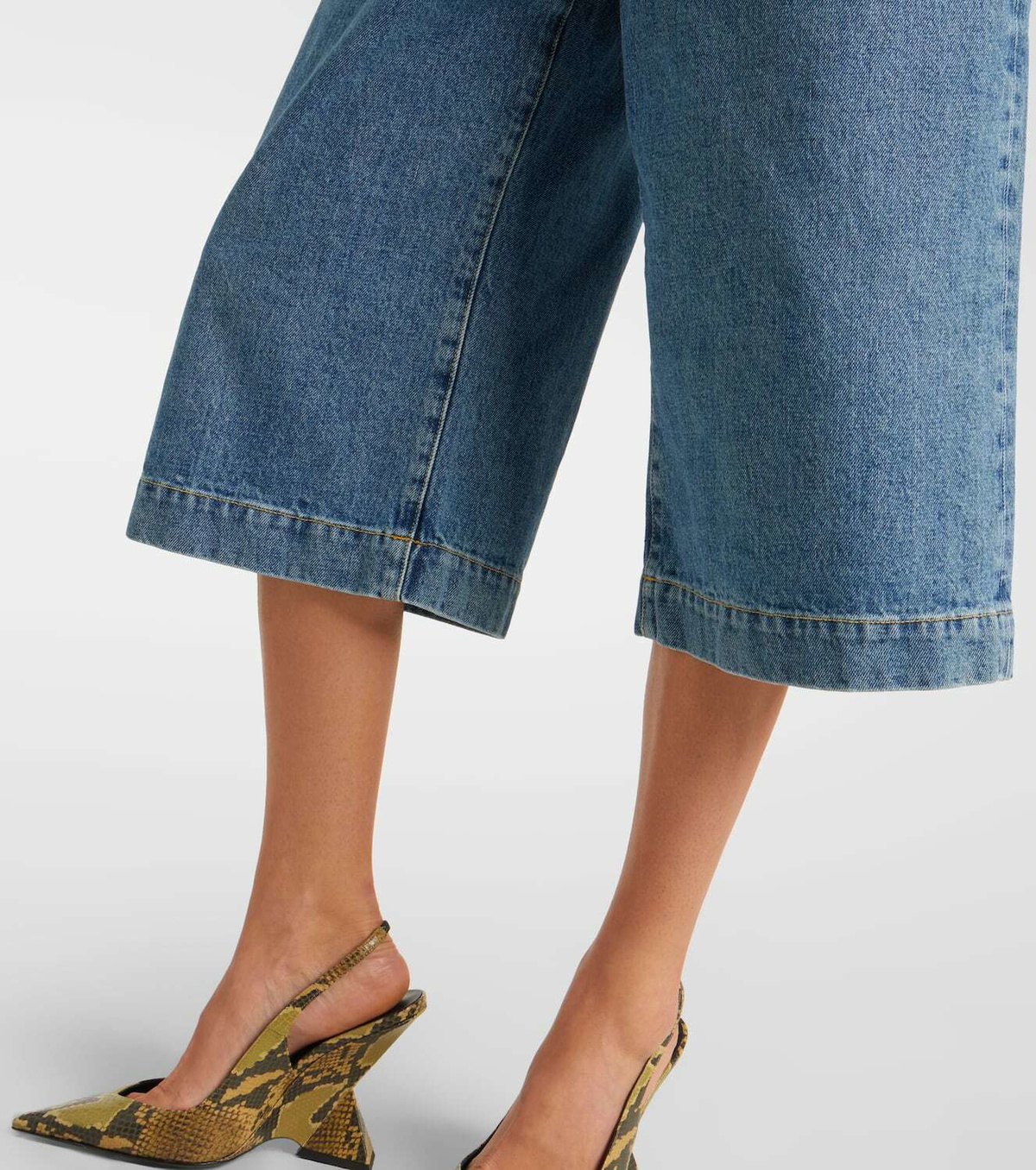The Attico Denim wide-leg Bermuda shorts