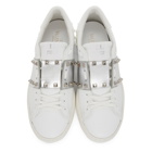 Valentino White and Silver Valentino Garavani Rockstud Untitled Open Sneakers