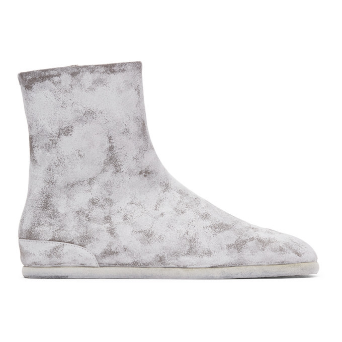 Maison Margiela White Painted Flat Tabi Boots Maison Margiela