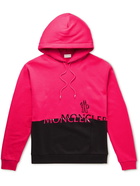 Moncler - Logo-Print Two-Tone Cotton-Jersey Hoodie - Pink