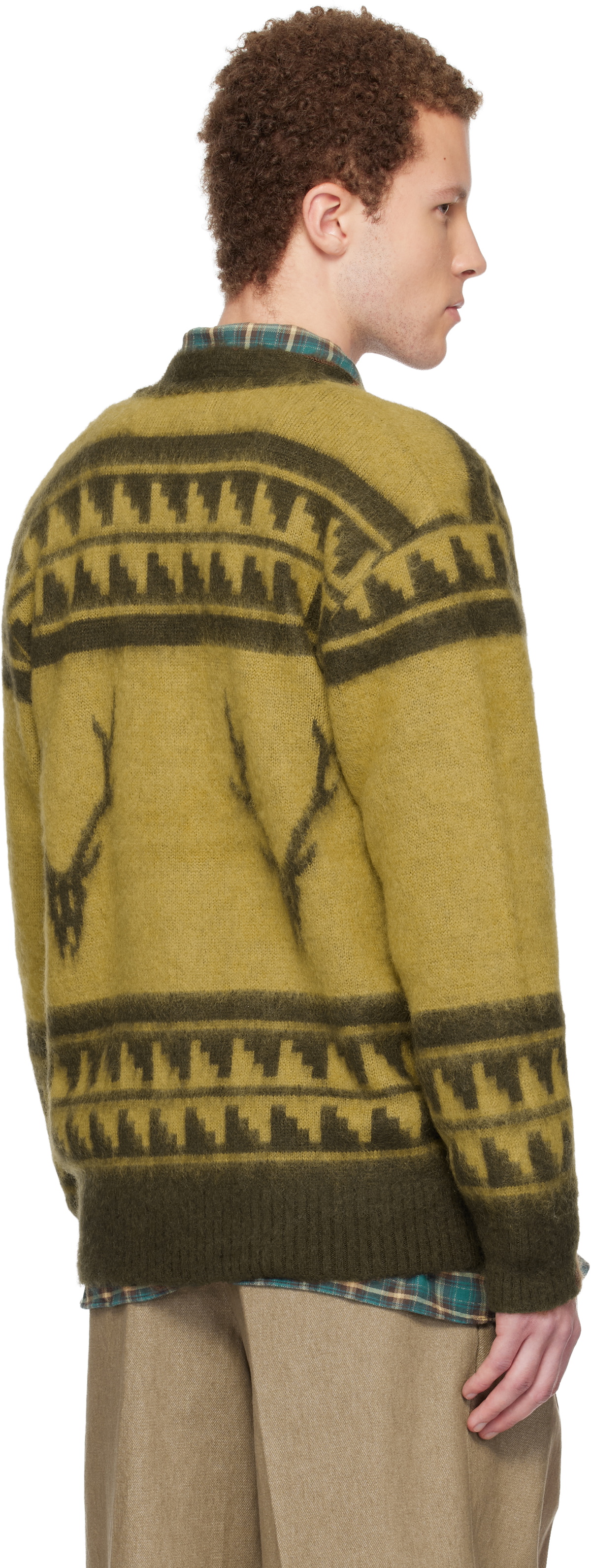 South2 West8 Yellow Mohair V-Neck Cardigan