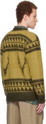 South2 West8 Yellow Mohair V-Neck Cardigan