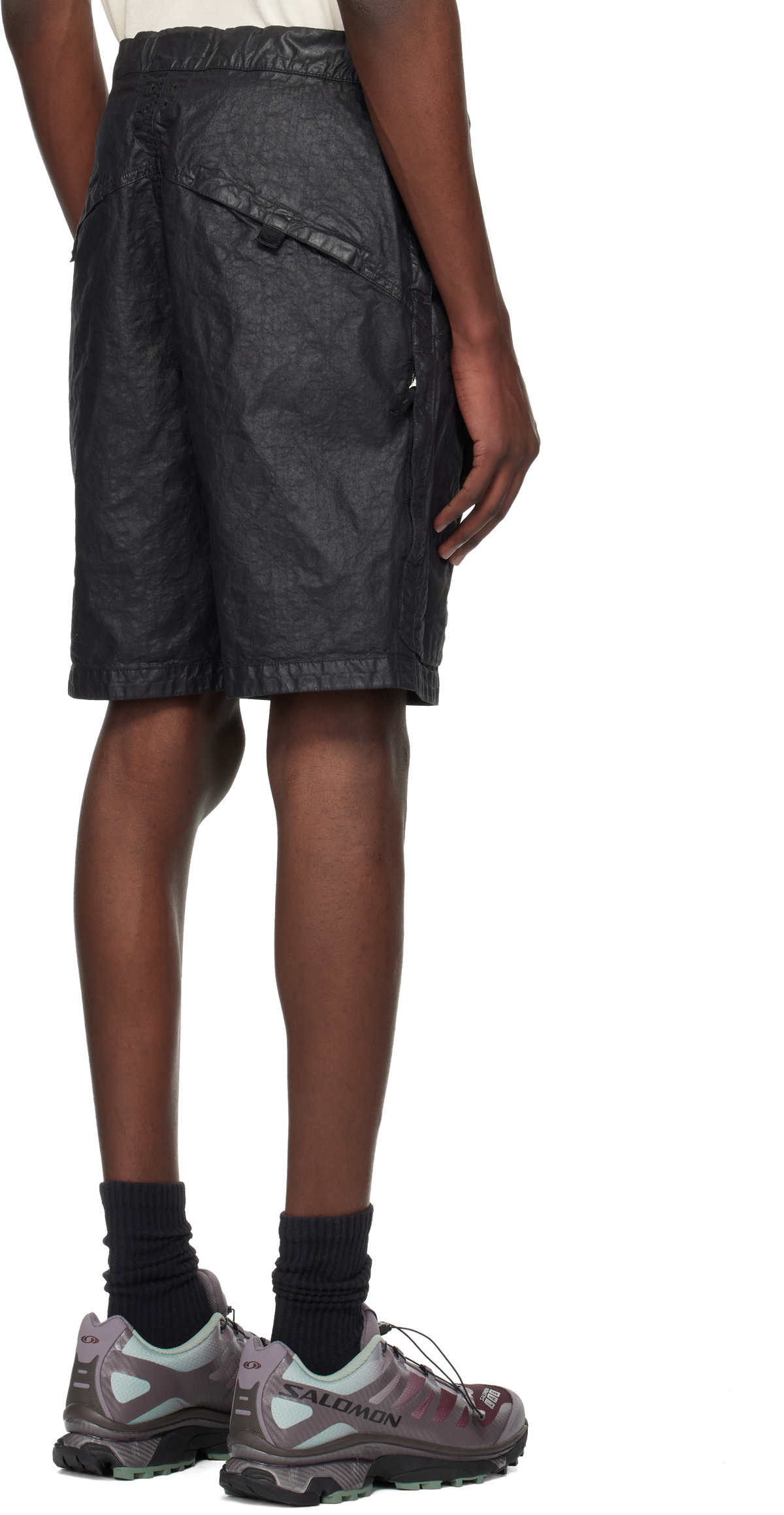 Stone Island Black Organic Look Nylon Panama-TC Shorts Stone Island