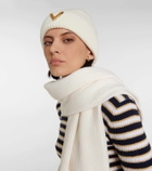 Valentino Ribbed-knit embellished cashmere beanie