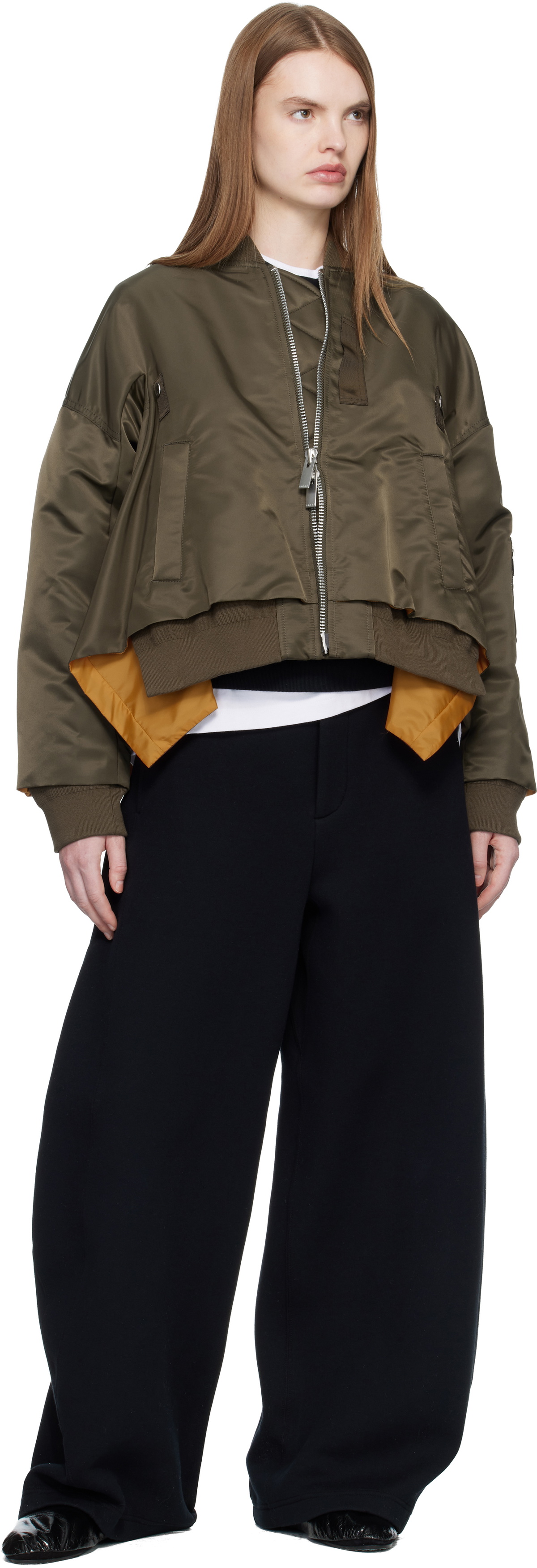sacai Khaki Nylon Twill Bomber Jacket