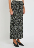 Reformation Opal Floral-print Crepe Midi Wrap Skirt Black