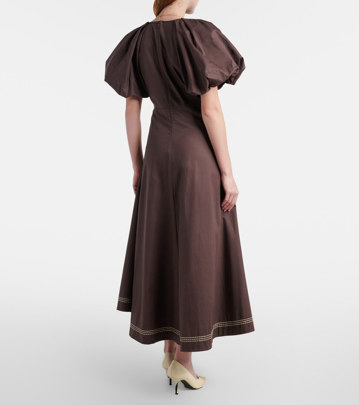 Alémais Puff-sleeve cotton maxi dress