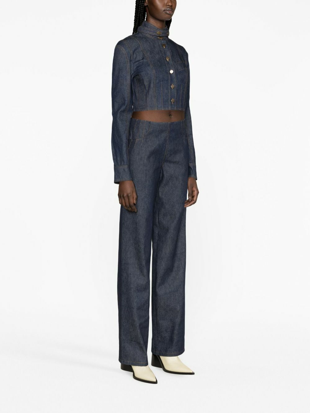 Materiality Unisex Cropped Half Sleeve Jacket Blue